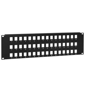 Cmple - 48 Port Blank Keystone Network Patch Panel, 3U Rack Mount Multimedia 19inch Patch Panel, RJ45 Ethernet, USB, HDMI, Cat5e, Cat6