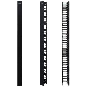 Wavenet  78 High Singleâ€Sided Vertical Cable Manager - Spacious Finger Duct with Cover for 45U or Larger 2â€Post and 4â€Post Racks, Plastic  Black