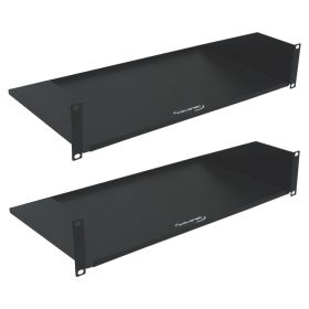 Wavenet â€“ 19inch Wide 2U Cantilever Rack Mount Shelf, Weight Capacity 50lb, 10inch Deep Tray, Heavy Duty Steel, Black â€“ Pack of 2