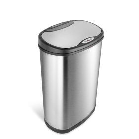 DZT-50-13 Automatic Touchless Motion Sensor Oval Trash Can with Black Top, 13 gallon/50 L, Stainless Steel