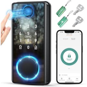 Keyless Entry Door Lock with Keypad - Fingerprint Door Lock - Smart Locks for Front Door - Electronic Keypad Smart Deadbolt Lock