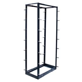 Wavenet - 4-Post 45U Open Frame Floor Rack Organizes 19 Network & Data Rack Equipment, Capacity 800lbs  Black