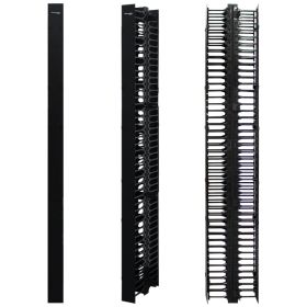 Wavenet  Doubleâ€Sided Vertical Cable Manager - Finger Duct with Cover for 45U or Larger 2â€Post and 4â€Post Racks, 78 Height, Plastic  Black