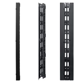 Wavenet  74 High Doubleâ€Sided Vertical Cable Manager with Hinged Cover for 45U or Larger 2â€Post and 4â€Post Racks, Metal  Black