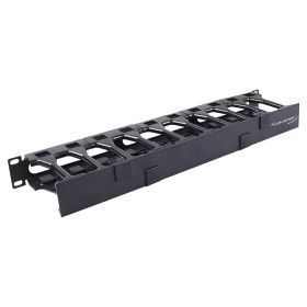 Wavenet  1U 19inch Singleâ€Sided Horizontal Cable Manager - Plastic Finger Duct with Cover for 2â€Post and 4â€Post Server Racks, Metal  Black