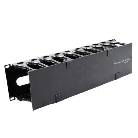 Wavenet  3U 19inch Singleâ€Sided Horizontal Cable Manager - Plastic Finger Duct with Cover for 2â€Post and 4â€Post Server Racks, Metal  Black