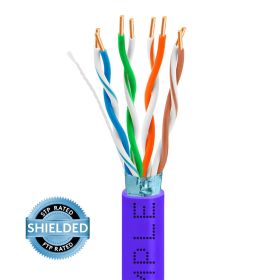 Purple Cat5e Shielded Ethernet Cable 1000ft | Bare Copper | Riser CMR