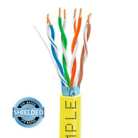 Yellow Cat5e Shielded Ethernet Cable 1000ft | Bare Copper | Riser CMR