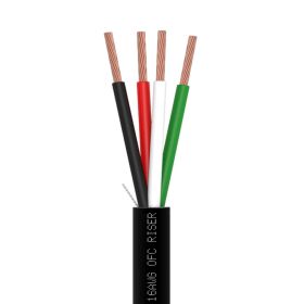 Speaker Wire 16AWG 4C 500ft Black | CL3R, OFC | Bare Copper