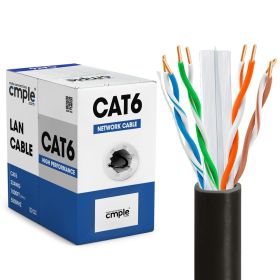 1000ft Cat 6 Riser Ethernet Cable (Option: Black | Unshielded | CMR, 23AWG, UTP)