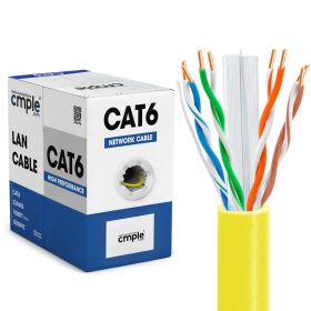 1000ft Cat 6 Riser Ethernet Cable (Option: Yellow | Unshielded | CMR, 23AWG, UTP)