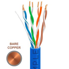 Cat5e 1000ft Riser Ethernet Cable (Option: Blue | Solid Bare Copper | CMR, 24AWG)