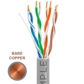 Cat5e 1000ft Riser Ethernet Cable (Option: Gray | Solid Bare Copper | CMR, 24AWG)