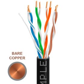 Cat5e 1000ft Riser Ethernet Cable (Option: Black | Solid Bare Copper | CMR, 24AWG)