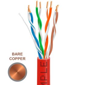 Cat5e 1000ft Riser Ethernet Cable (Option: Red | Solid Bare Copper | CMR, 24AWG)