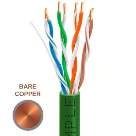 Cat5e 1000ft Riser Ethernet Cable (Option: Green | Solid Bare Copper | CMR, 24AWG)