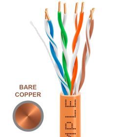 Cat5e 1000ft Riser Ethernet Cable (Option: Orange | Solid Bare Copper | CMR, 24AWG)