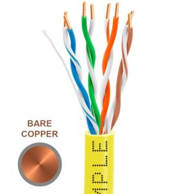 Cat5e 1000ft Riser Ethernet Cable (Option: Yellow | Solid Bare Copper | CMR, 24AWG)