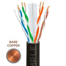 Cat6 1000ft Riser Ethernet Cable (Option: Black | Bare Copper | CMR, UTP, 23AWG)