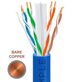 Cat6 1000ft Riser Ethernet Cable (Option: Blue | Bare Copper | CMR, UTP, 23AWG)