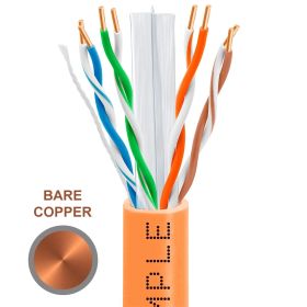 Cat6 1000ft Riser Ethernet Cable (Option: Orange | Bare Copper | CMR, UTP, 23AWG)