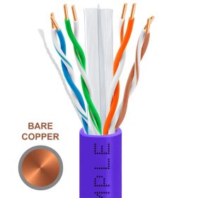 Cat6 1000ft Riser Ethernet Cable (Option: Purple | Bare Copper | CMR, UTP, 23AWG)