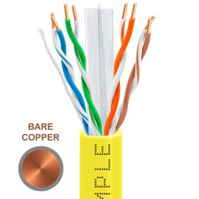 Cat6 1000ft Riser Ethernet Cable (Option: Yellow | Bare Copper | CMR, UTP, 23AWG)