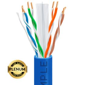 1000ft Cat 6 Plenum Ethernet Cable (Option: Blue | Bare Copper | CMP, UTP, 23AWG)