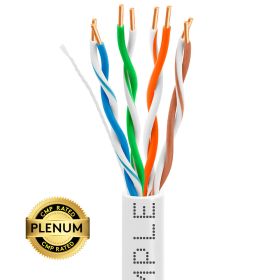 1000ft Cat5e Plenum Ethernet Cable (Option: White | Bare Copper | CMP, UTP, 23AWG)