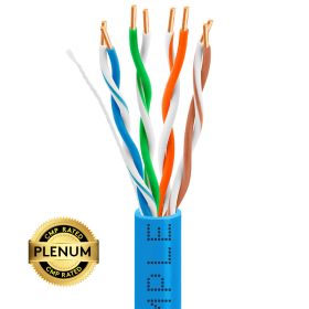 1000ft Cat5e Plenum Ethernet Cable (Option: Blue | Bare Copper | CMP, UTP, 23AWG)