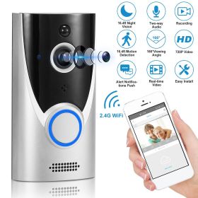 WiFi Video Doorbell Wireless Door Bell 720P HD WiFi Security Camera (Color: White)