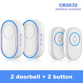 Wireless Doorbells 150M Remote Waterproof Door Bells 39 Door Bell Chimes for Home Apartments; 4 Volume Levels with LED (Color: D, Plug Type: US PLUG)