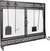 Fireplace Screen,  Metal Fire Place Cover Two-Doors Large Flat Guard Screens