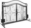 Fireplace Screen,  Metal Fire Place Cover Two-Doors Large Flat Guard Screens