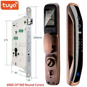 New Biometric Fingerprint Lock Security Smart Door Lock Password Electronic Locks Key IC Card Unlock APP Camera Electronic Lock (Color: Q2-Gold-24-260-R)