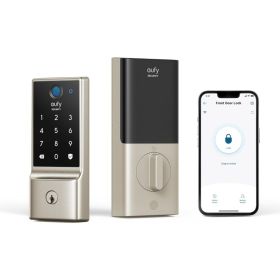 eufy Security Smart Lock C220, Fingerprint Keyless Entry Door Lock, Built-in Wi-Fi, App Remote Control, Front Door Smart Lock (Color: Nickel)