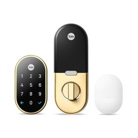 Google Nest x Yale Lock - Tamper Proof Smart Lock for Keyless Entry - Keypad Deadbolt Lock for Front Door - Black Suede (Color: Polished Brass)