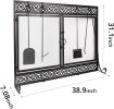 Fireplace Screen,  Metal Fire Place Cover Two-Doors Large Flat Guard Screens